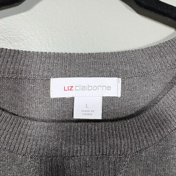 Liz Claiborne NWT Womens Charcoal Gray Minimalist Sweater - Size Large - Classic - Picture 5 of 7